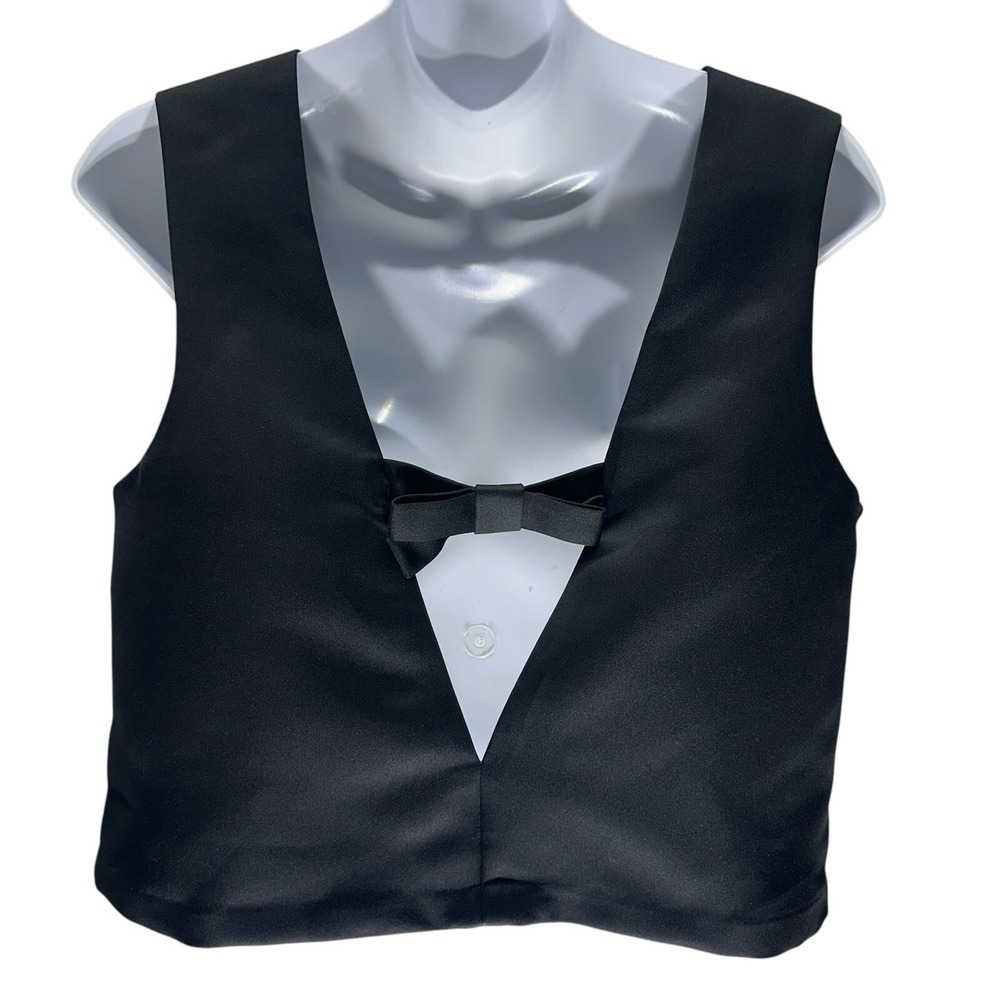 Divided H&M Top Women Medium Black Sleeveless Bow Detail Deep Back Elegant Chic